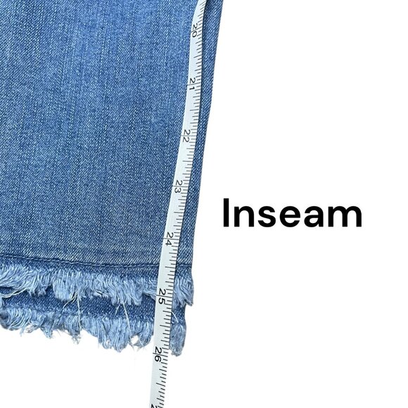 Code Bleu 16W High Rise Straight Ankle Jeans Fringe Hem Medium Wash Stretch Boho - Picture 5 of 8